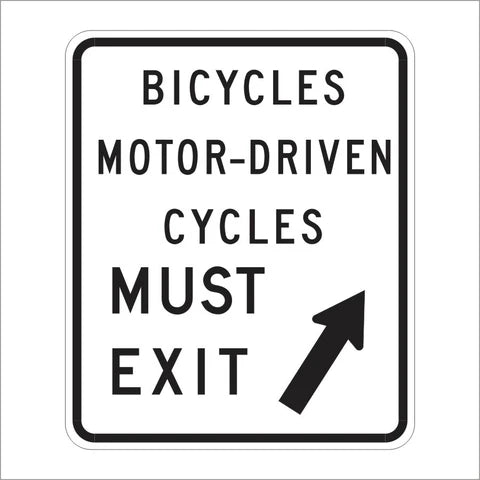 R44B (CA) Bicycles Motor-Driven Cycles Must Exit Sign