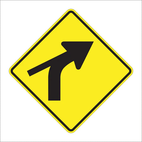 W1-10C Combination Horizontal Alignment (Curve) Skewed Side Road Sign