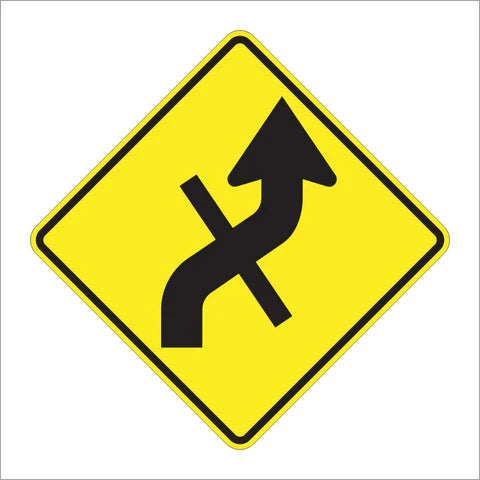 W1-10E Combination Horizontal Alignment (Reverse Curve) /Cross Sign