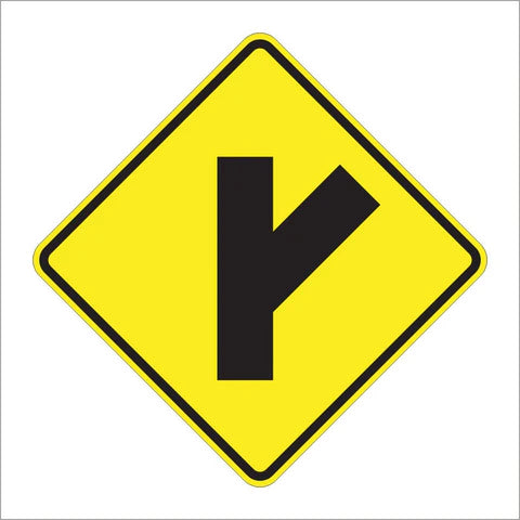 W2-3 Right Side Road (Diagonal) Sign
