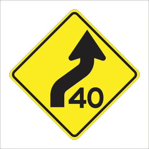 W4-18 (CA) Combination Curve With Advisory Speed Sign