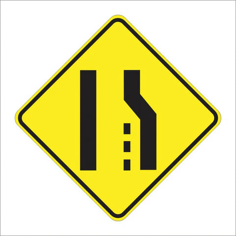 W4-2 Lane Ends Symbol Sign