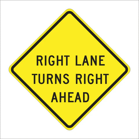 W73A (CA) Right Lane Turns Right Ahead Sign