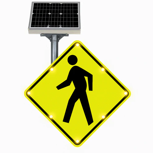 Pedestrian Crossing Sign Blinking LED Sign (W11-2) - MUTCD Compliant