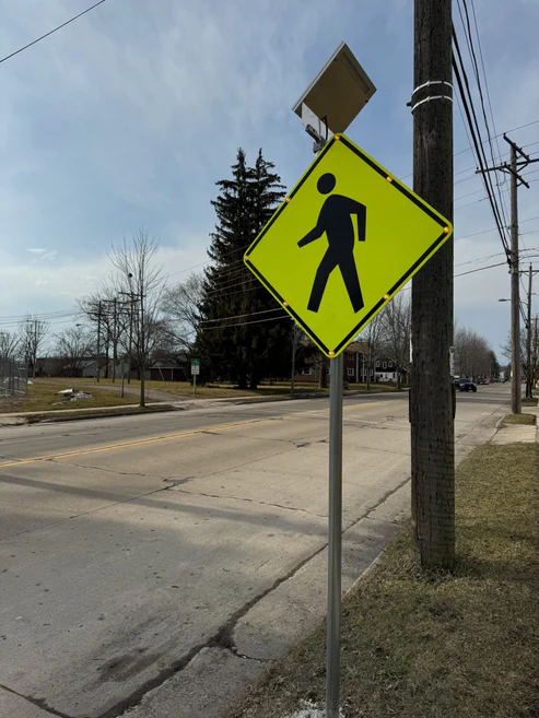 Pedestrian Crossing Sign Blinking LED Sign (W11-2) - MUTCD Compliant