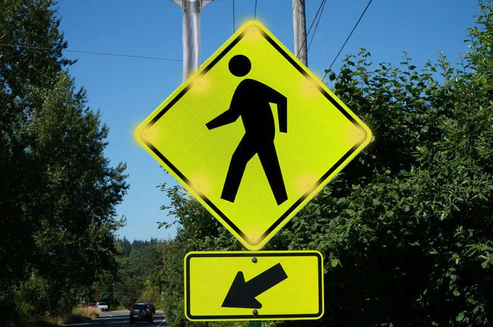 Pedestrian Crossing Sign Blinking LED Sign (W11-2) - MUTCD Compliant