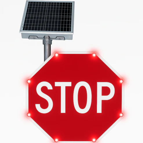 Solar-Powered Flashing LED Stop Sign (R1-1) – MUTCD Compliant, (30" & 36")