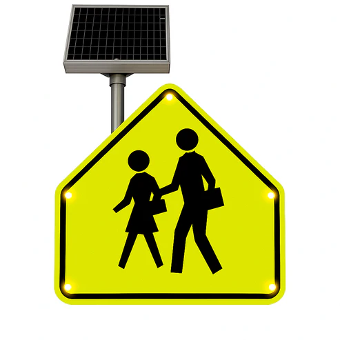 Solar-Powered Flashing LED School Zone Crossing Sign (S1-1) – MUTCD Compliant