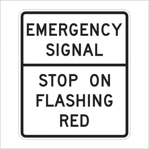 R10-14 Emergency Signal Stop on Flashing Red Sign