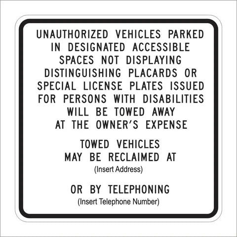 R100B (CA) California Disabled Parking TOW-AWAY Sign
