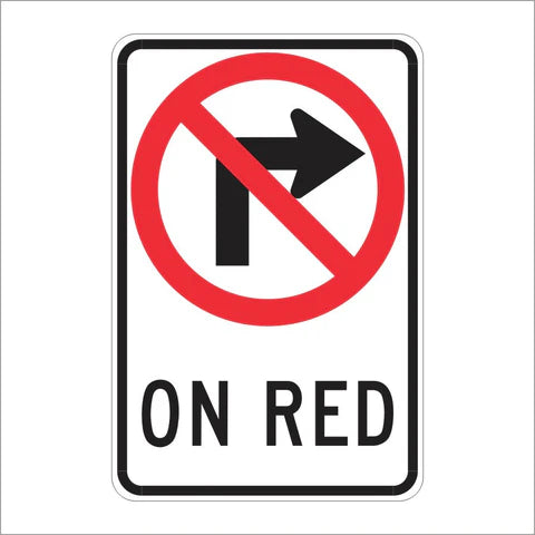 R13A (CA) No Right Turn On Red (Symbol) Sign