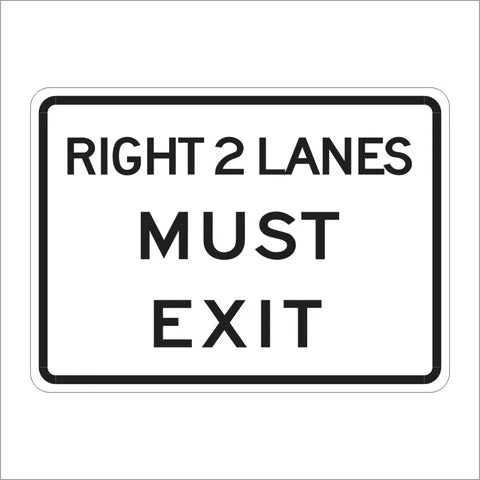 R18A (CA) Right 2 Lanes Must Exit Sign