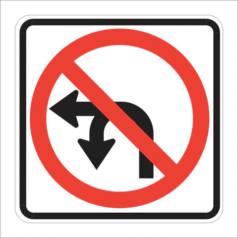 R3-18 No Left or U Turn Sign