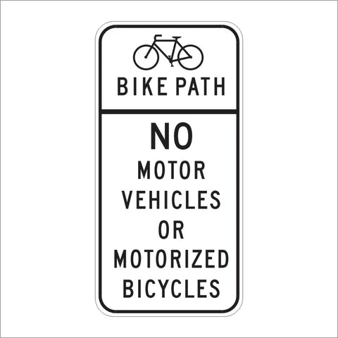 R44A (CA) Bike Path No Motor Vehicles or Motorized Bicycles Sign