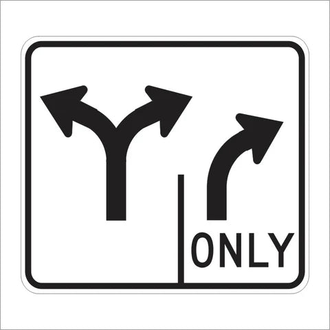 R61-11 (CA) Double Lane Control Right Turn Only Sign