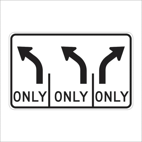 R61-13 (CA) Triple Lane Control Left and Right Turn (SYMBOL) Sign