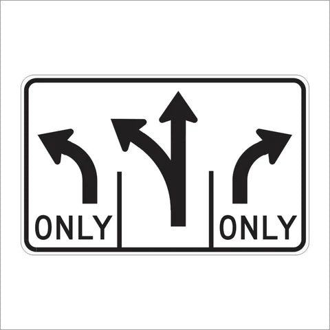 R61-15 (CA) Triple Lane Control Left Straight and Right Sign