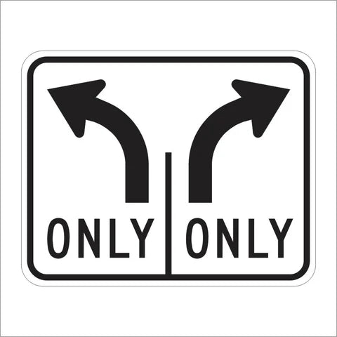 R61-19 (CA) Double Lane Control Right and Left Turn (SYMBOL) Sign