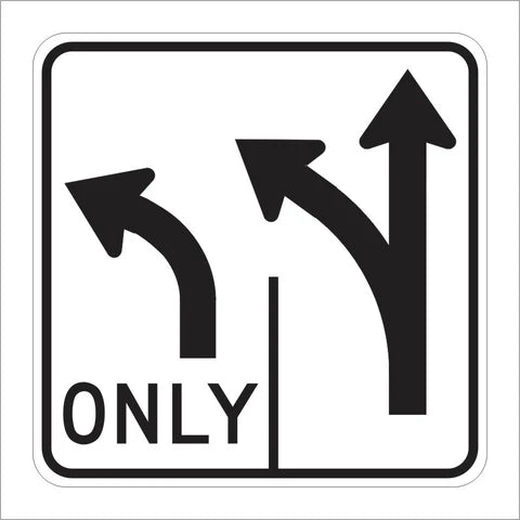 R61-1 (CA) Double Lane Control Left Turn Only (SYMBOL) Sign