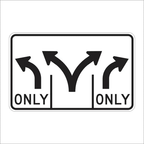 R61-26 (CA) Triple Lane Control Left and Right Turn Sign