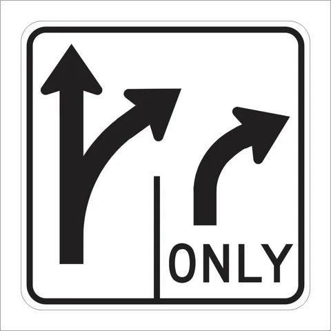R61-3 (CA) Double Lane Control Right Turn Only Sign