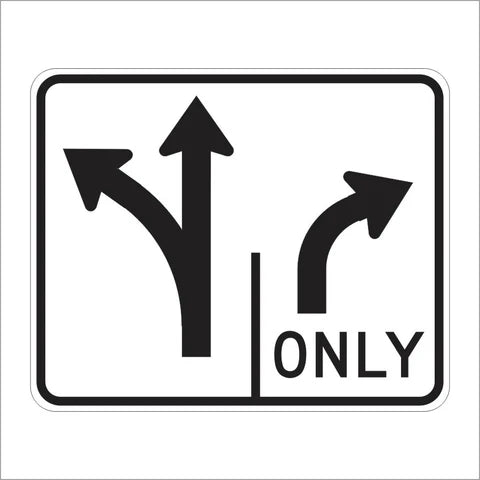 R61-7 (CA) Double Lane Control Right Turn Only (Symbol) Sign