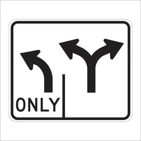 R61-9 (CA) Double Lane Control Left and Right Turn Sign