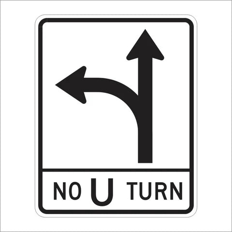 R73-4 (CA) Left Turn or Straight No U-Turn Sign