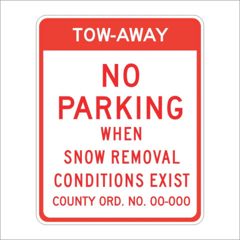 SR49 (CA) Tow-Away No Parking When Snow Removal Conditions Exist Sign