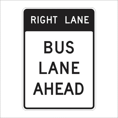 SR60-1 (CA) Right Lane Bus Lane Ahead Sign