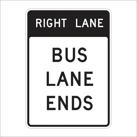 SR60-7 (CA) Right Lane Bus Lane Ends Ahead Sign
