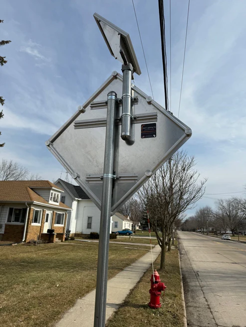 Flashing solar LED stop ahead warning sign (W3-1) MUTCD Compliant