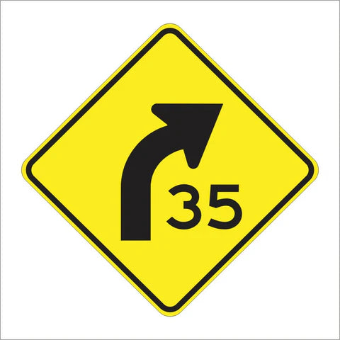 W1-2A Curve Symbols W/ Advisory Speed Sign