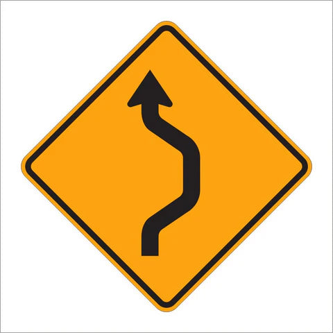 W24-1 Double Reverse Curve (1 Lane) Sign