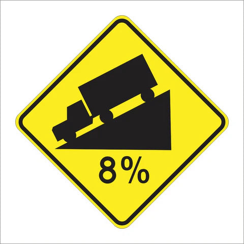 W7-1A Hill (With % Grade) Sign
