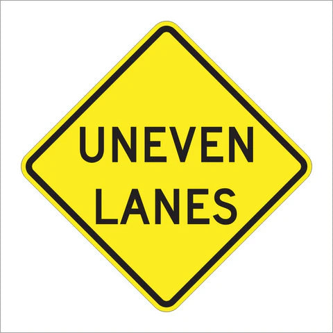 W8-11 Uneven Lanes Sign