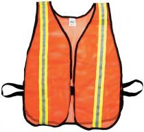 Orange Soft Mesh Safety Vest - 1-1/2" Lime/Silver/Lime Reflective