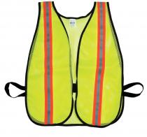 Lime Soft Mesh Safety Vest - 1-1/2" Orange/Silver/Orange