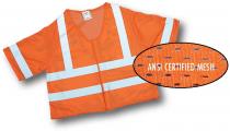 ANSI Class 3 Orange Mesh Vest w/Silver Reflective