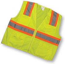ANSI Class 2 Lime Surveyor Vest With Pouch Pockets