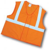 ANSI Class 2 Orange Solid Vest w/Silver Reflective