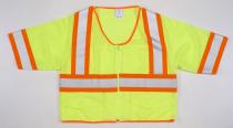 ANSI Class 3 Lime Solid Vest w/ Pouch Pocket 4" OSO