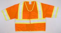 ANSI Class 3 Orange Solid Vest w/ Pouch Pocket 4" LSL